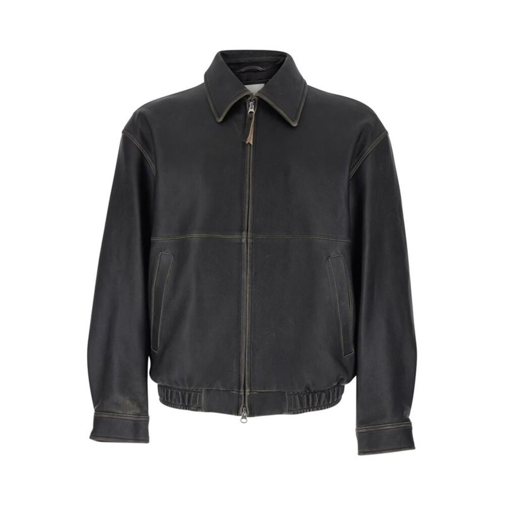 Dunst Men Black Leather Classic Collar Jacket For Men